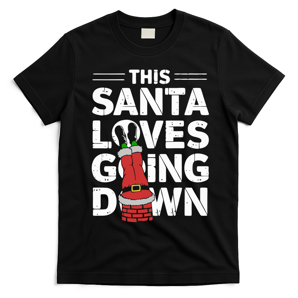 This Santa Loves Going Down T-Shirt - Black