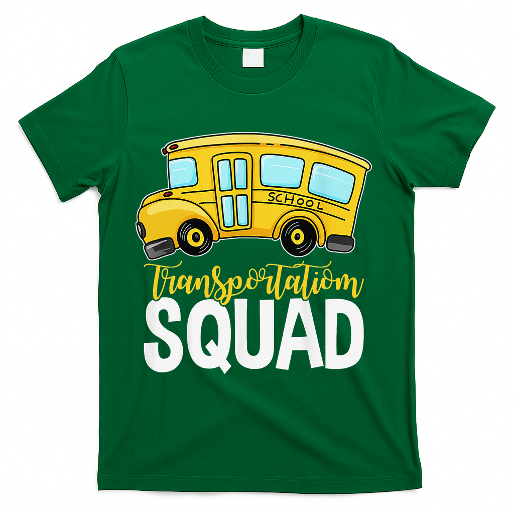 Transportation Squad Retro Bus Aide Back To School Matching T-Shirt - Green