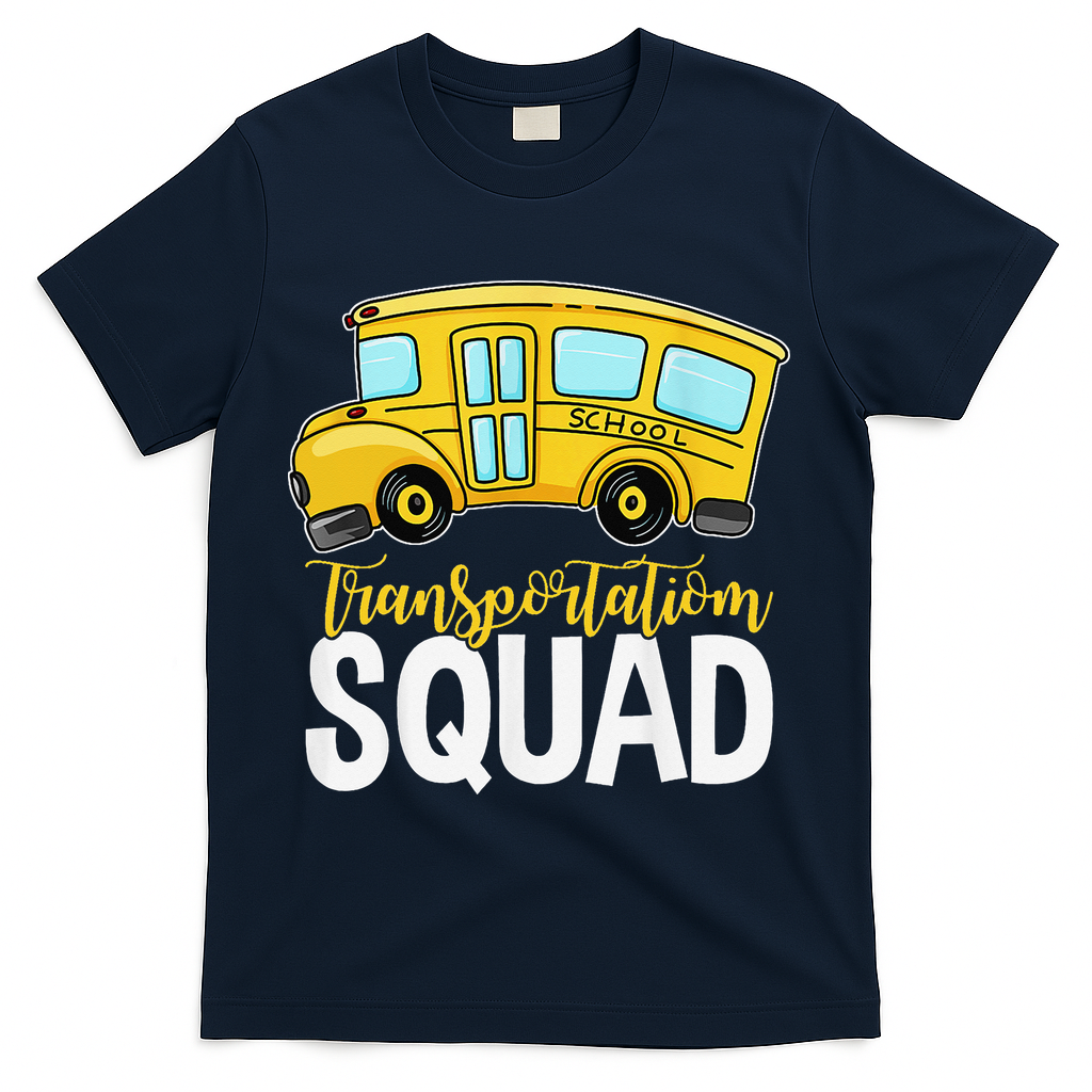Transportation Squad Retro Bus Aide Back To School Matching T-Shirt - Navy