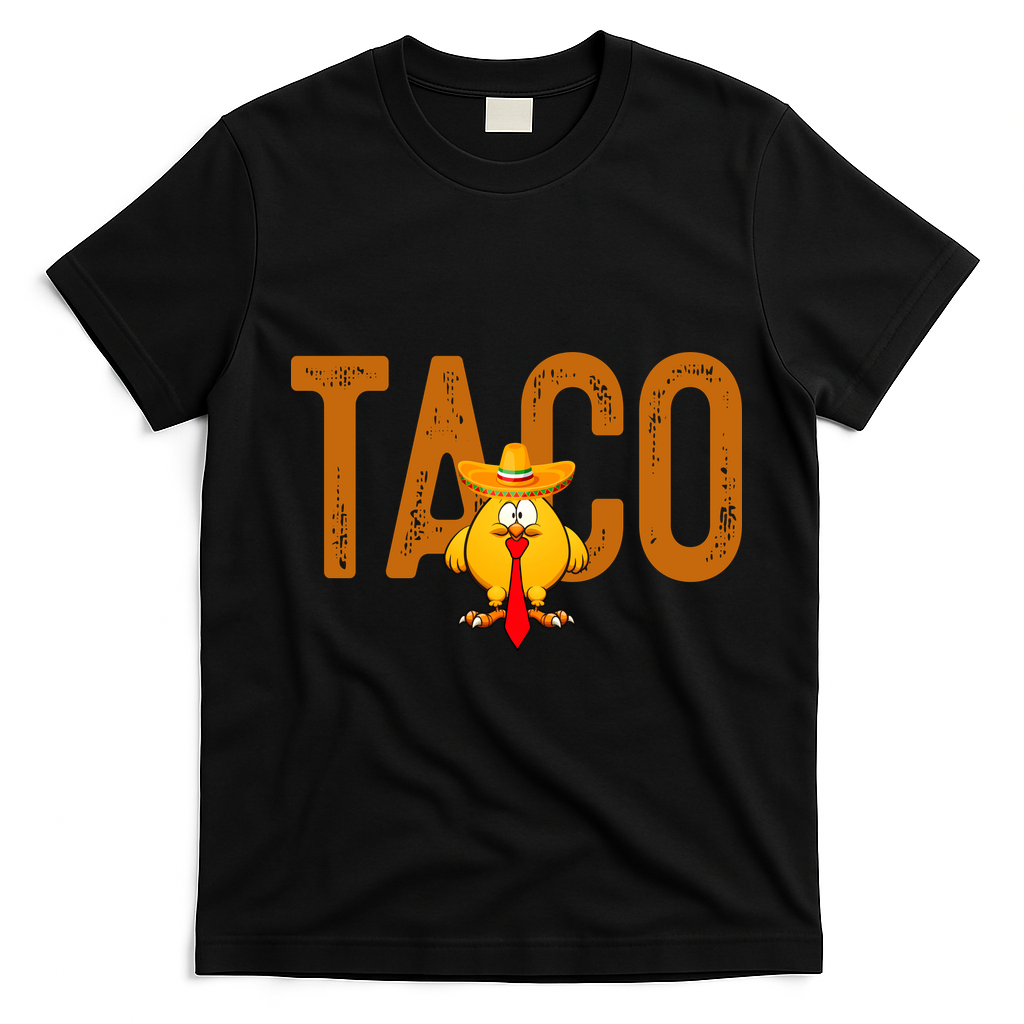 Taco Trump Always Chickens Out Funny Trendy T-Shirt - Black