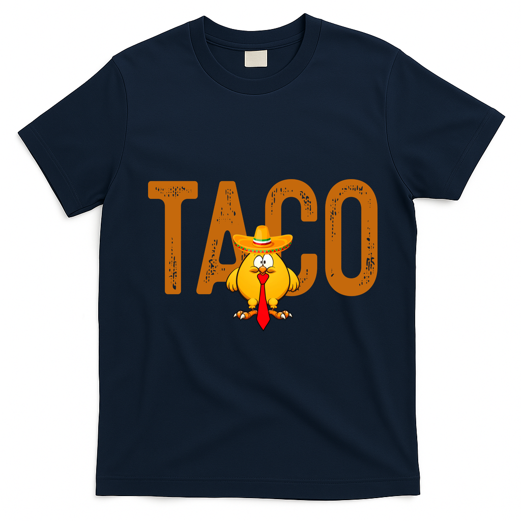 Taco Trump Always Chickens Out Funny Trendy T-Shirt - Navy Blue