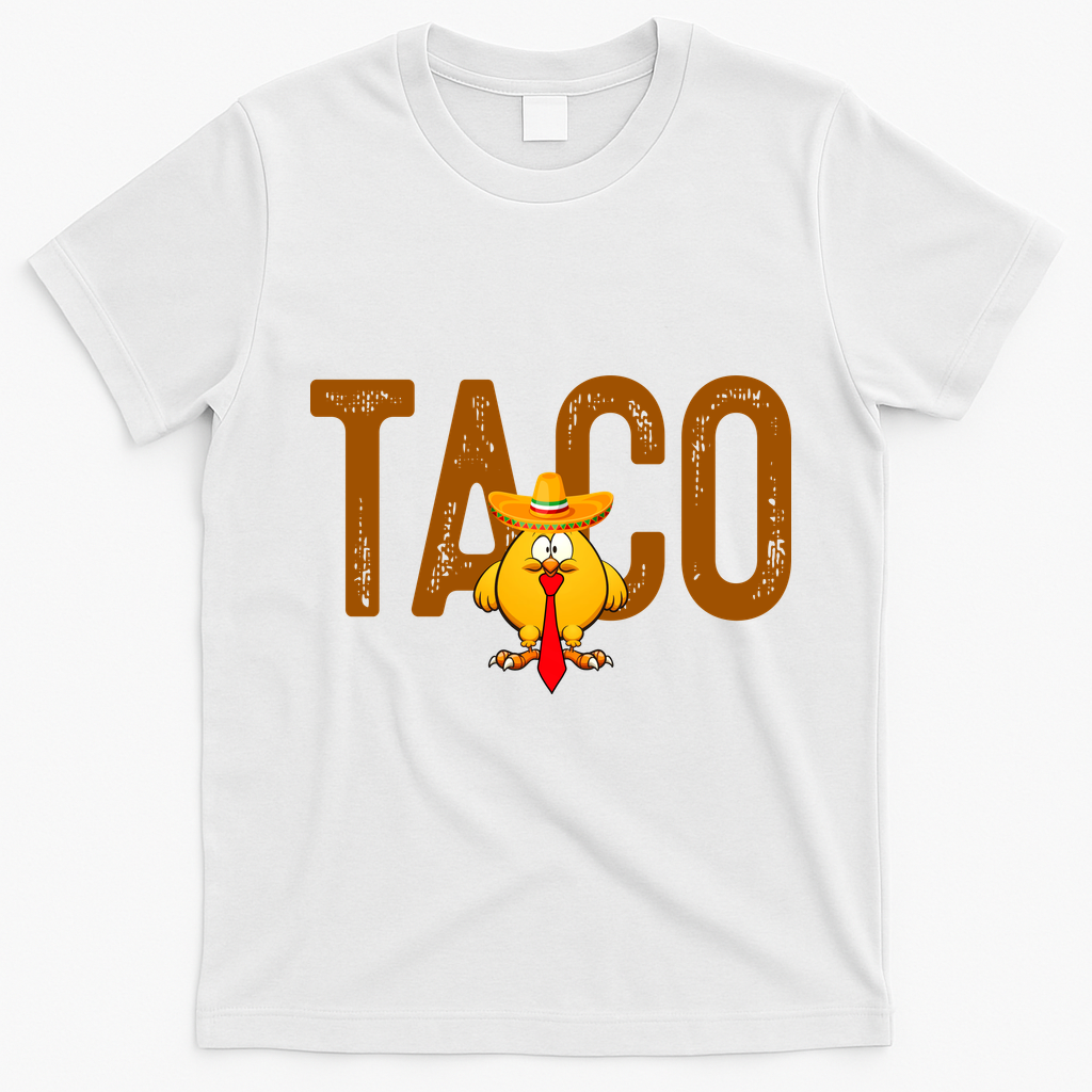 Taco Trump Always Chickens Out Funny Trendy T-Shirt - White