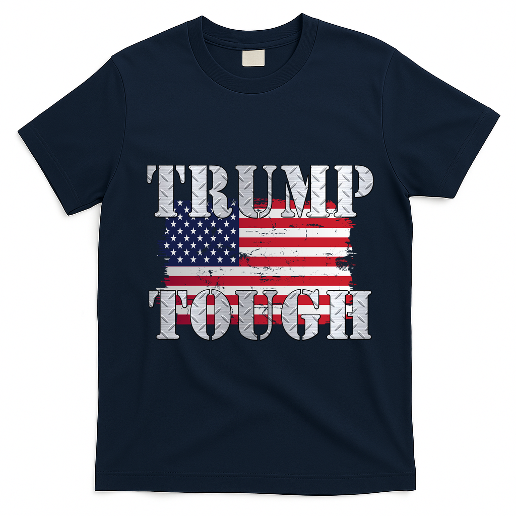 Trump Tough American Flag T-Shirt - Navy Blue