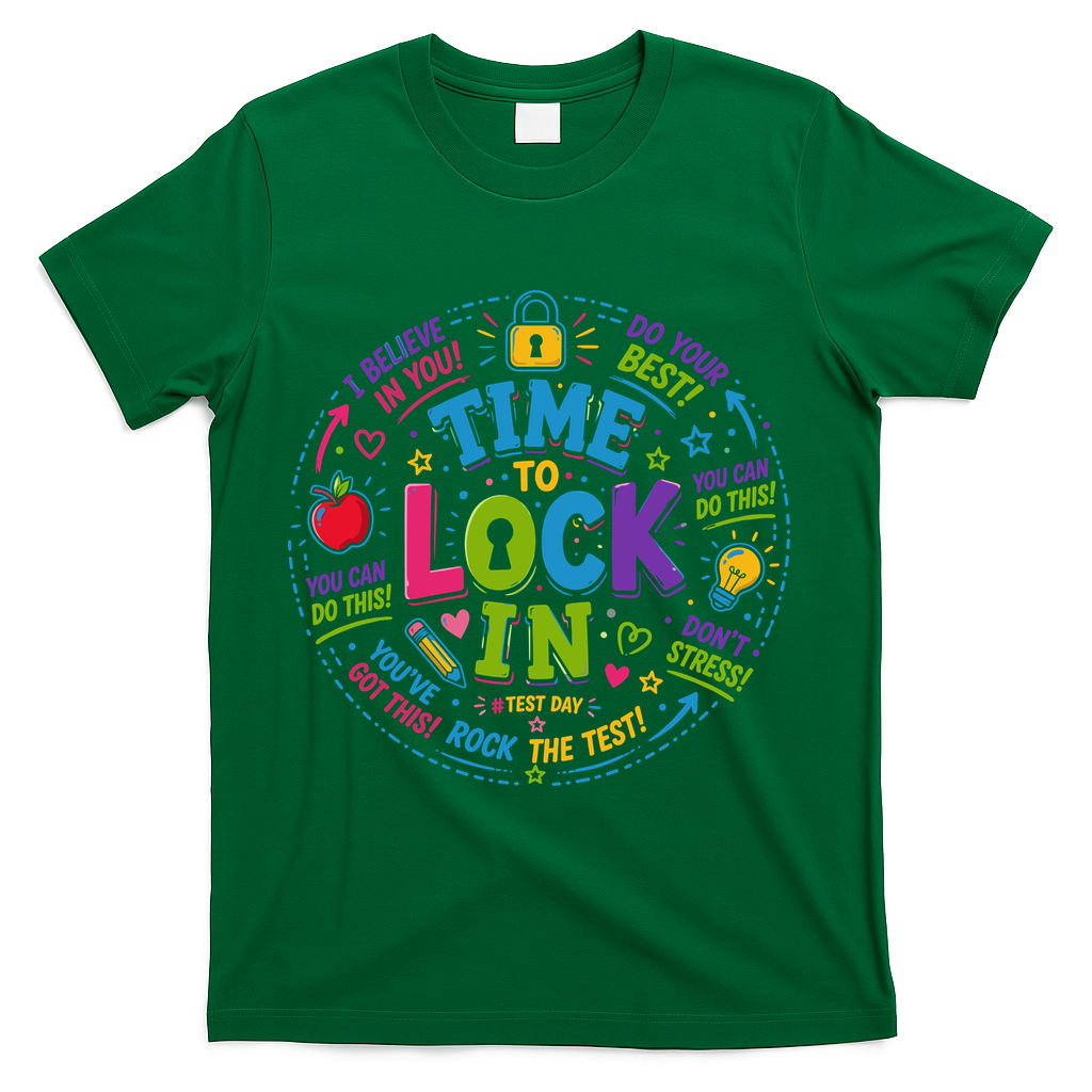 Time To Lock In Test Day T-Shirt - Green