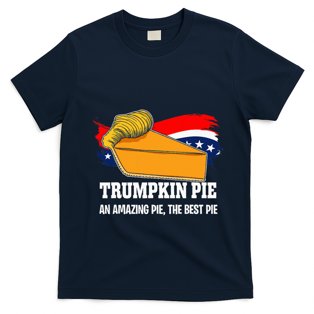 Thanksgiving Trumpkin Pumpkin Pie Donald Trump Political T-Shirt - Navy Blue