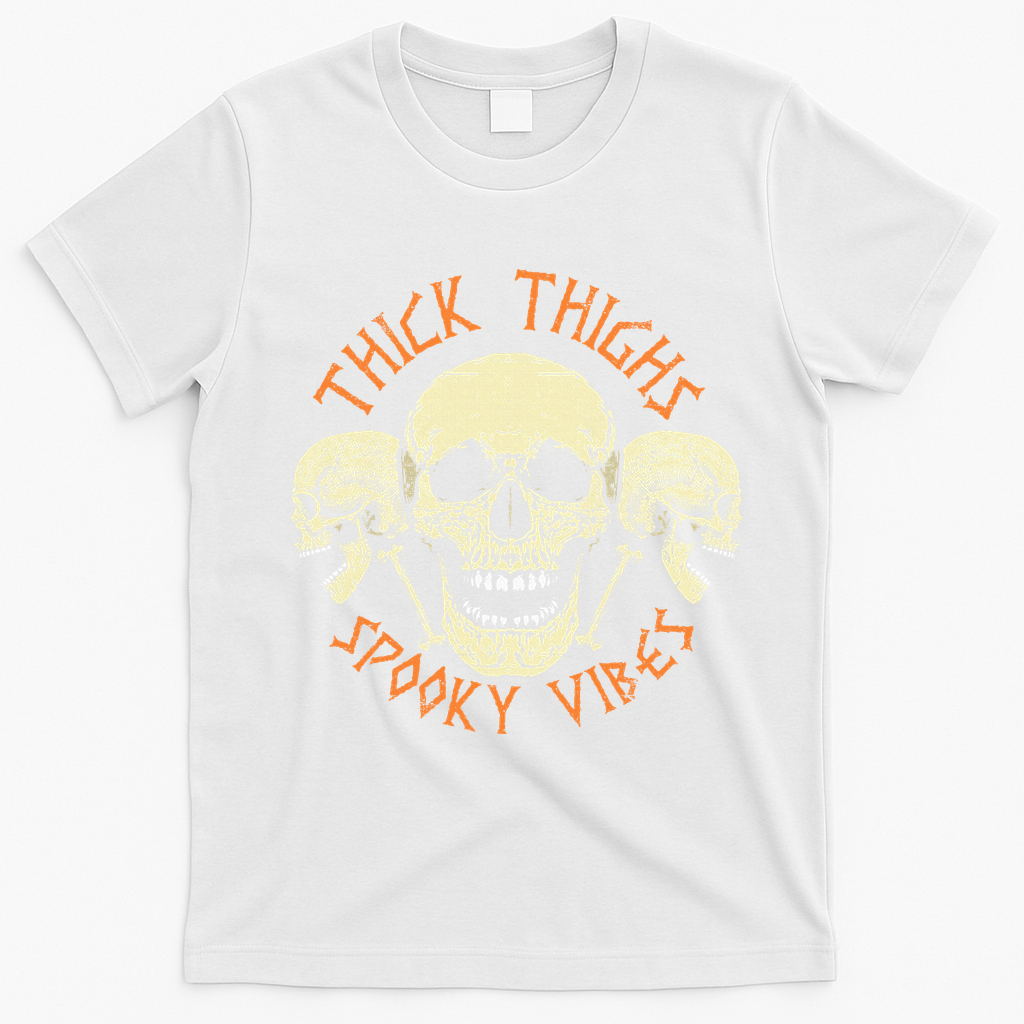 Thick Thighs & Spooky Vibes Halloween Costume T-Shirt - White