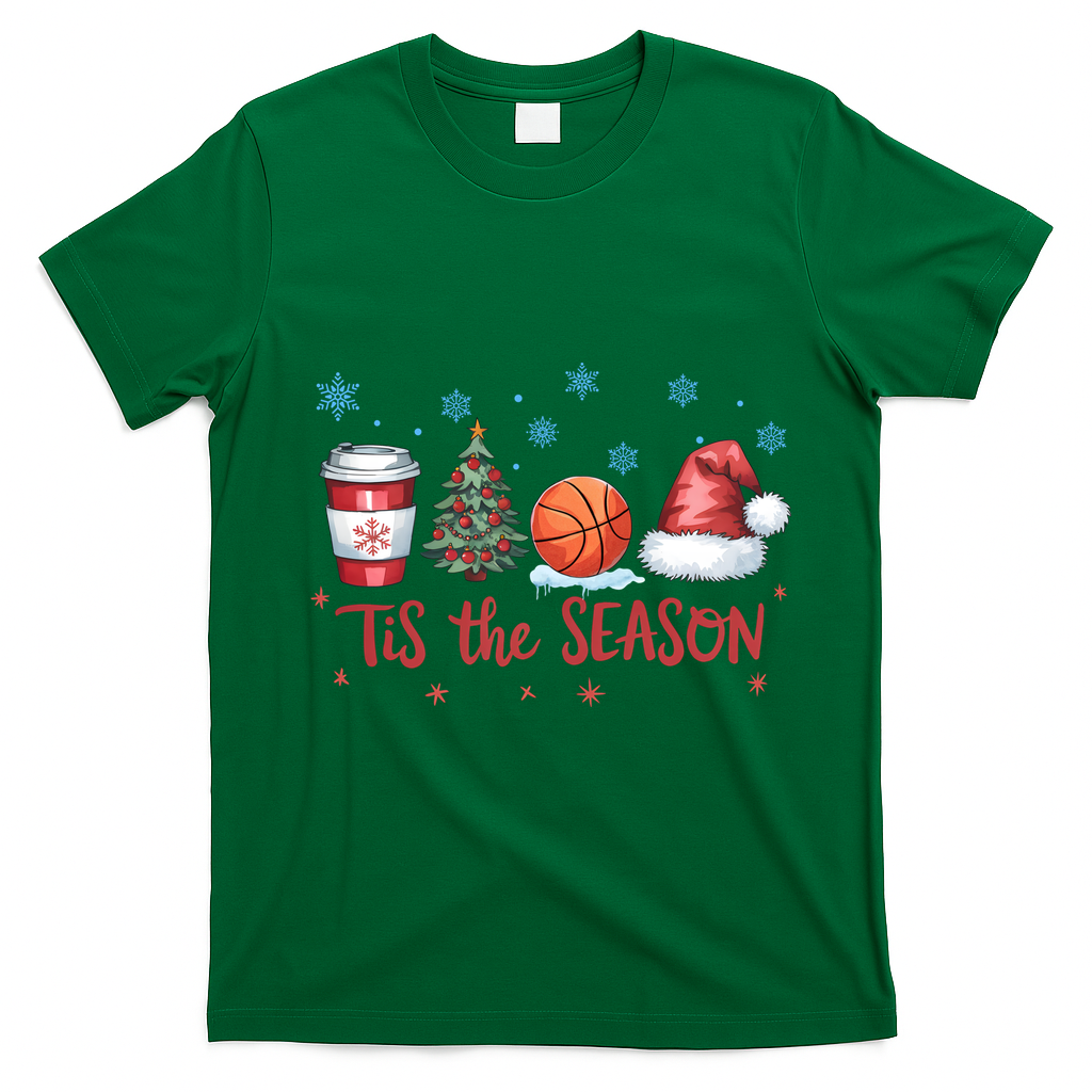 Tis The Season Christmas Xmas Holiday Coffee Baskeball Team T-Shirt - Irish Green