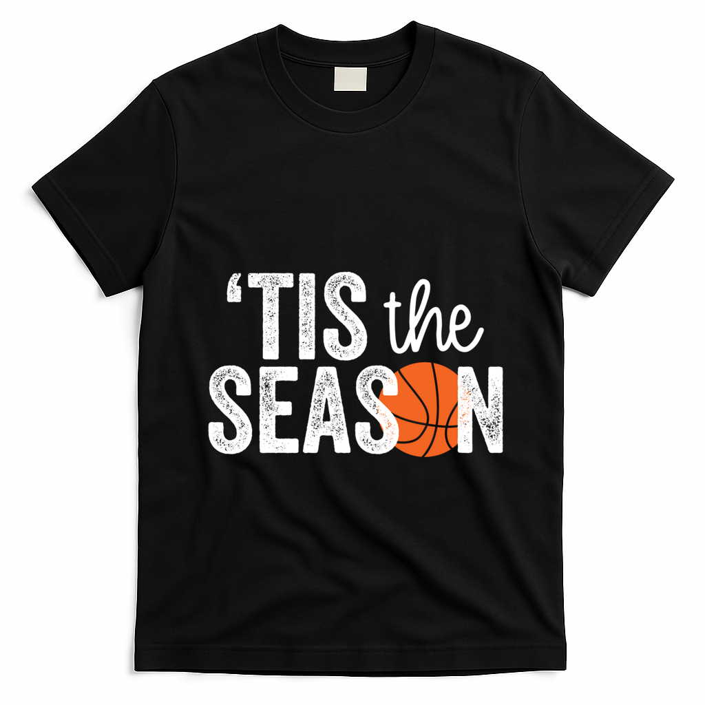 Tis The Season Basketball Player Gift T-Shirt - Black