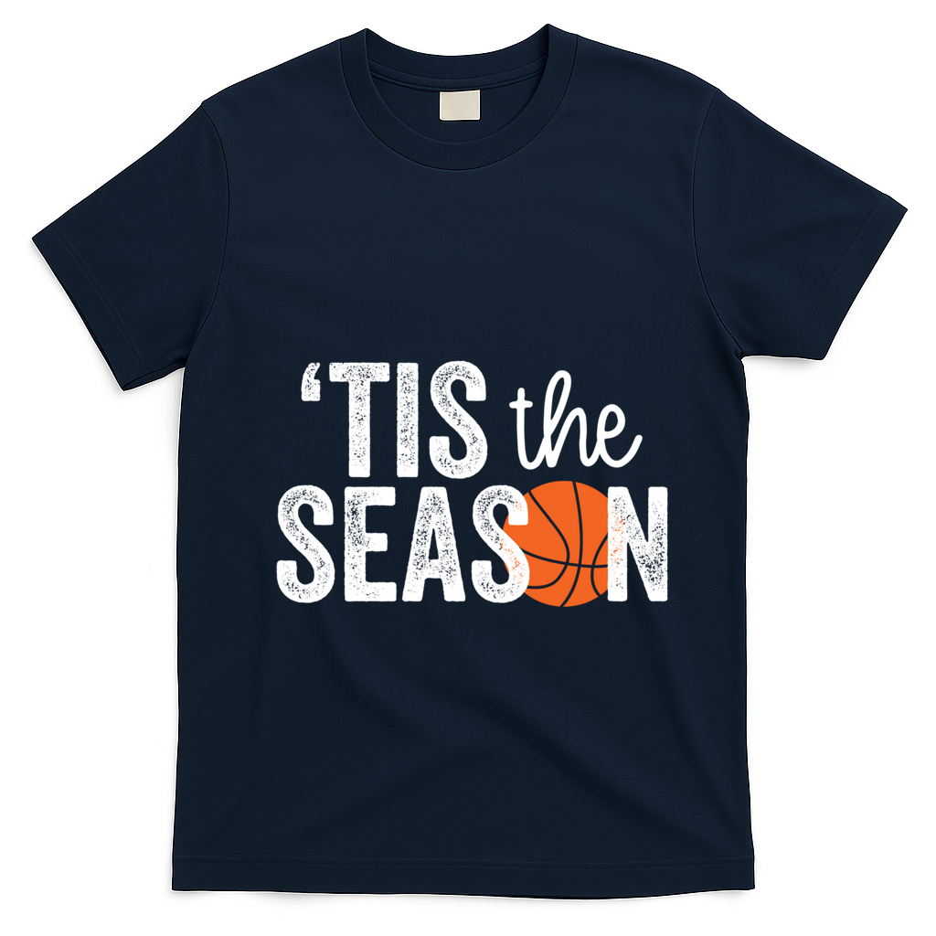 Tis The Season Basketball Player Gift T-Shirt - Navy Blue