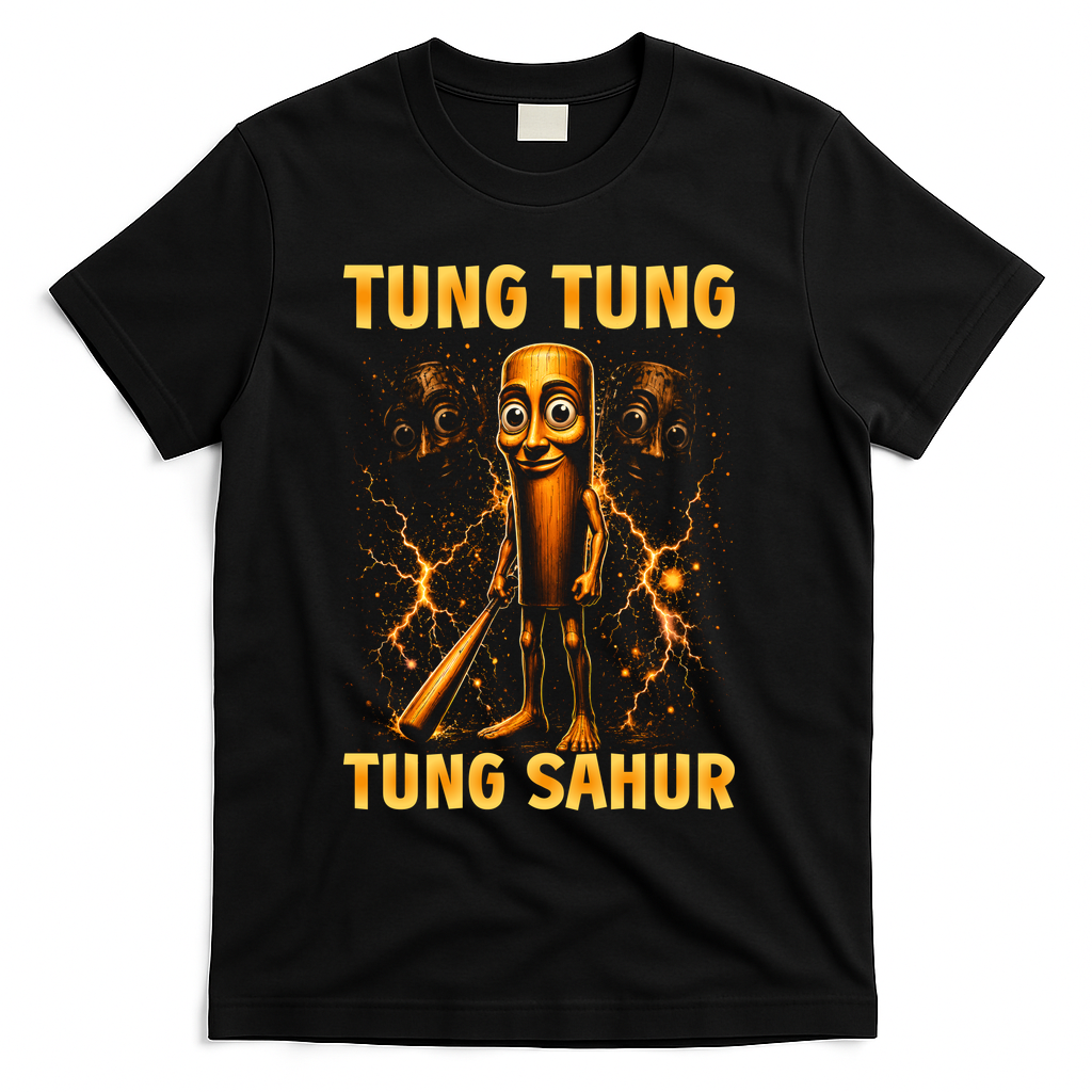 Tung Tung Tung Sahur Is Calling Italian Brainrot T-Shirt - Black