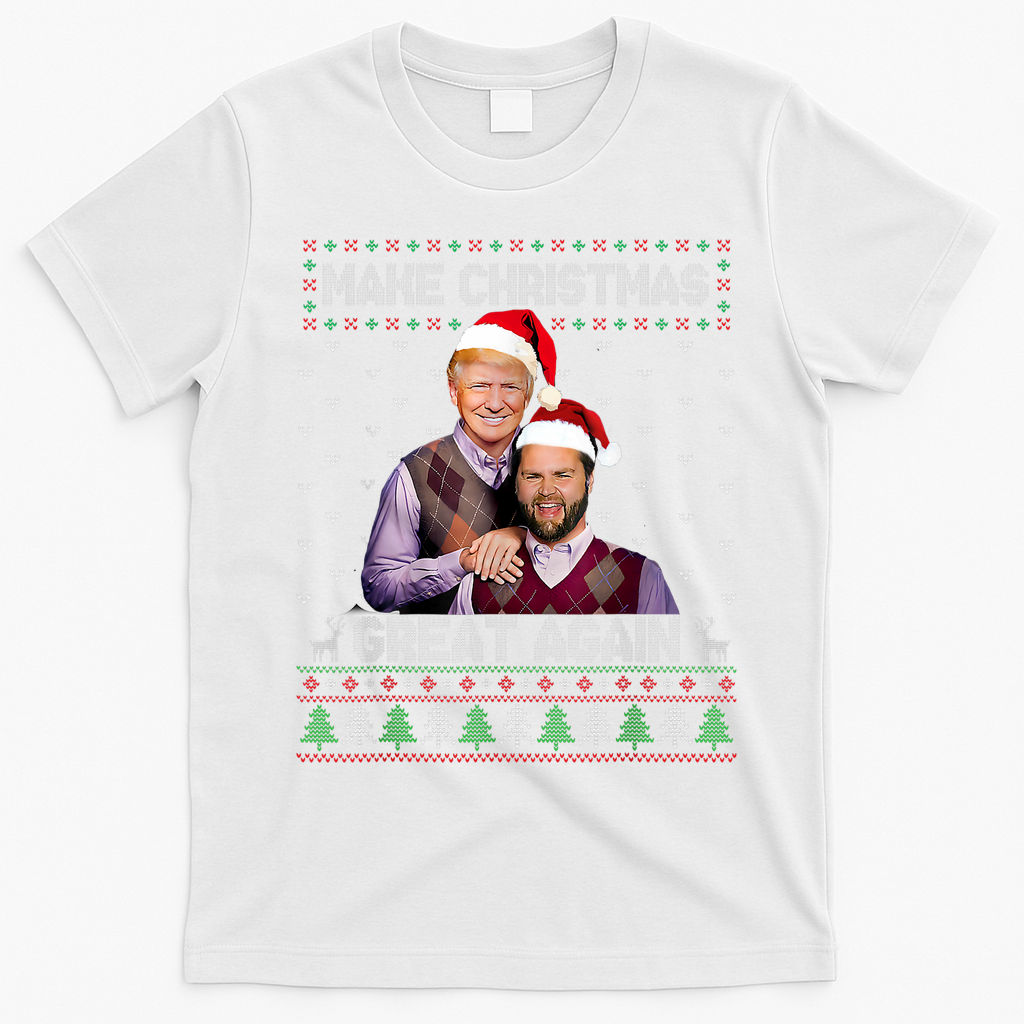 Trump Vance Brothers Make Christmas Great Again Santa T-Shirt - White