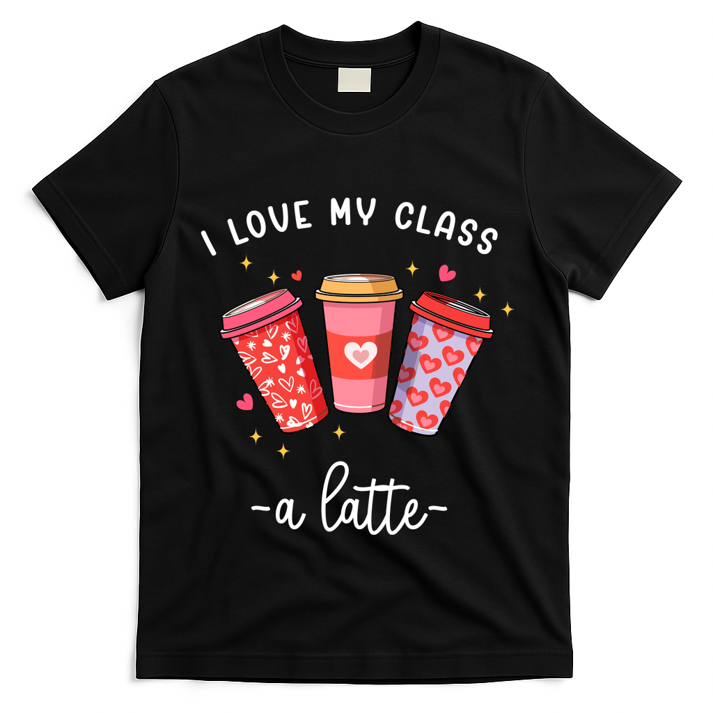 Teachers Valentine Day I Love My Class A Latte Coffee T-Shirt