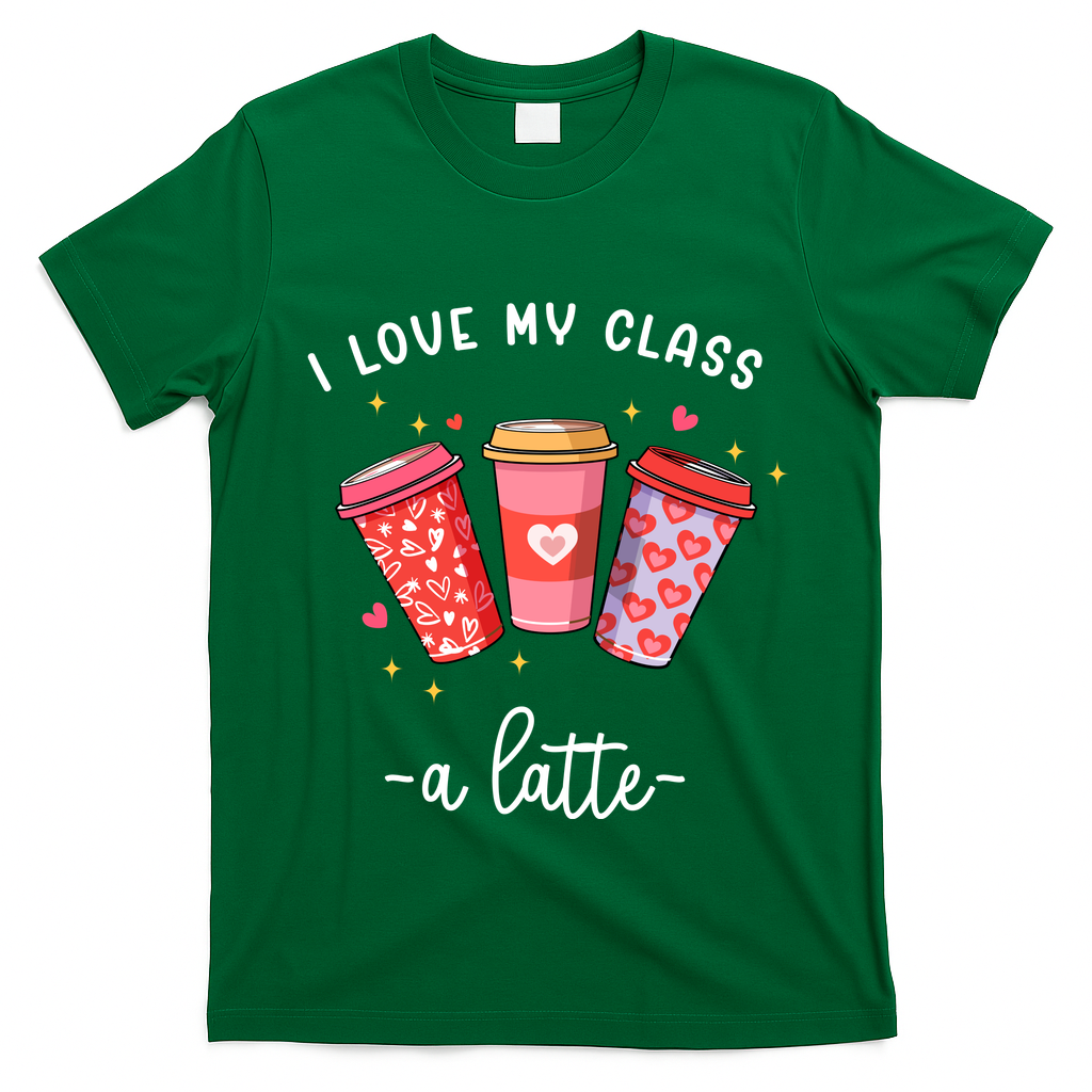 Teachers Valentine Day I Love My Class A Latte Coffee T-Shirt