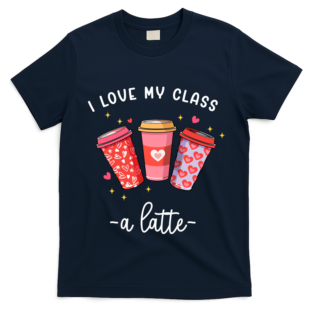 Teachers Valentine Day I Love My Class A Latte Coffee T-Shirt
