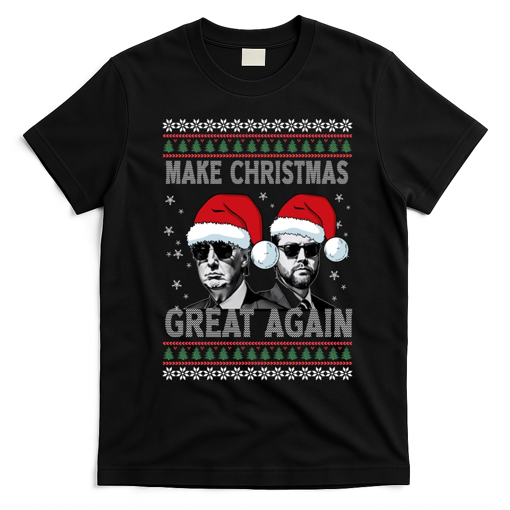 Trump Vance Funny Make Christmas Great Again Ugly Great Gift T-Shirt - Black