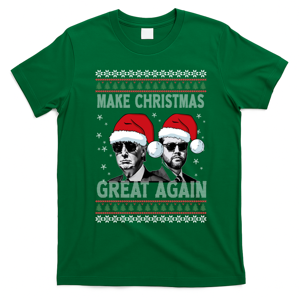 Trump Vance Funny Make Christmas Great Again Ugly Great Gift T-Shirt - Irish Green