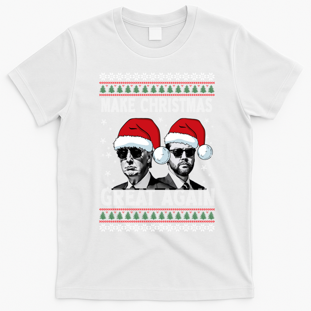 Trump Vance Funny Make Christmas Great Again Ugly Great Gift T-Shirt - White