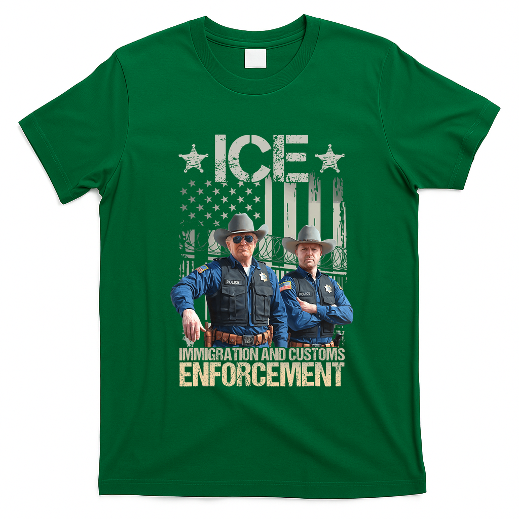 Trump Vance Ice Immigration And Customs Enforcement T-Shirt - Irish Green