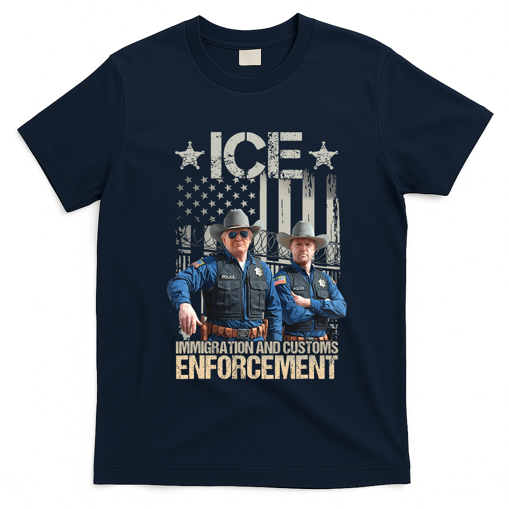 Trump Vance Ice Immigration And Customs Enforcement T-Shirt - Navy Blue