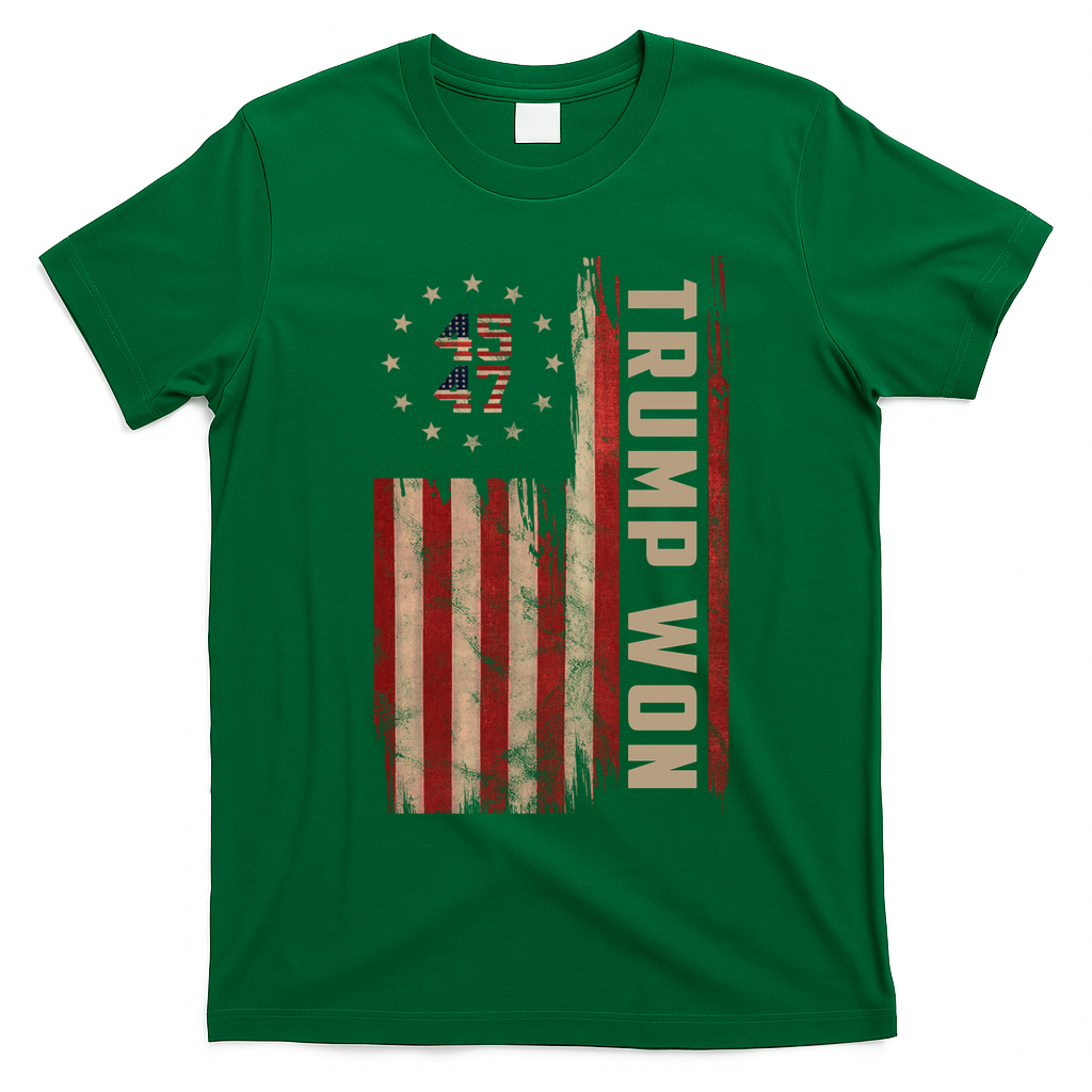 Trump Won 2024 45 47th President Usa Flag T-Shirt - Irish Green
