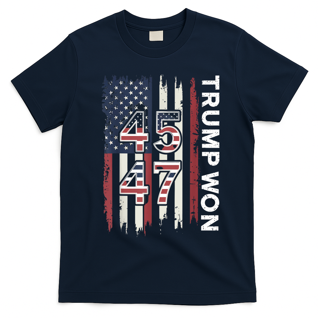 Trump Won 45 47 T-Shirt - Navy Blue