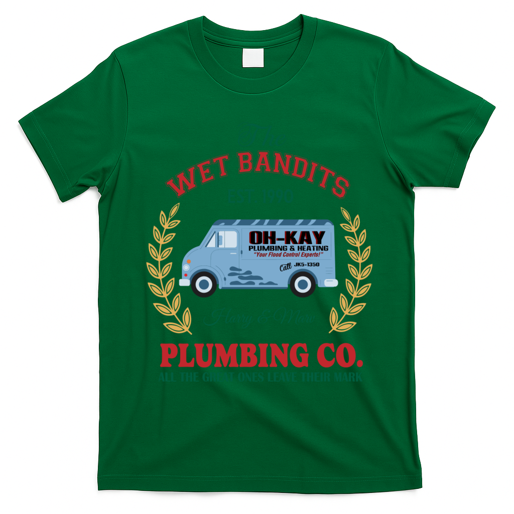 The Wet Bandits Est 1990 Plumbing Co Home Alone Christmas Xmas Holiday T-Shirt - Irish Green
