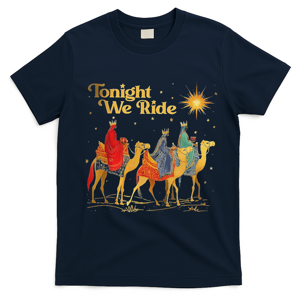 Tonight We Christmas Ride With Camel Ride Christian T-Shirt - Navy Blue