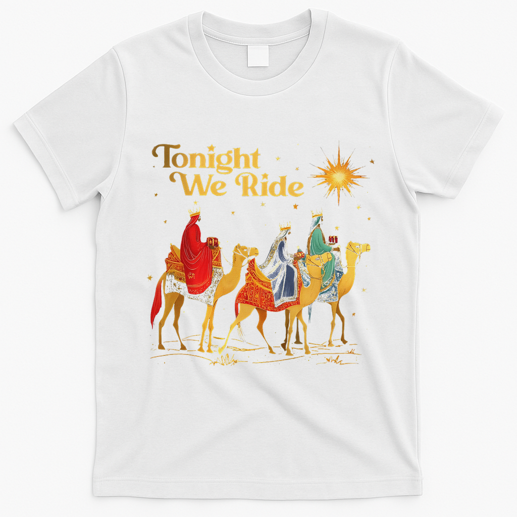 Tonight We Christmas Ride With Camel Ride Christian T-Shirt - White