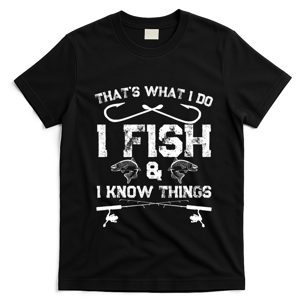 ThatS What I Do I Fish And I Know Things Fishing Gift T-Shirt - Black