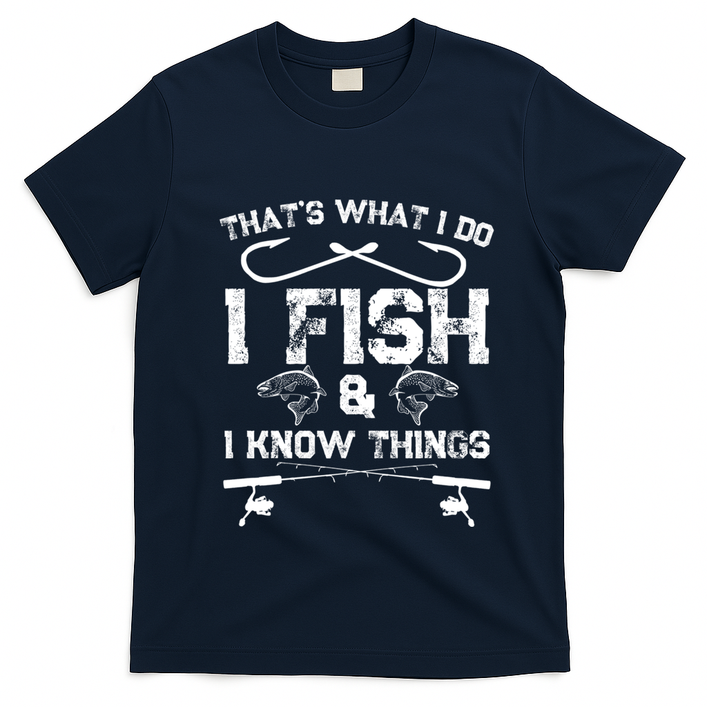 ThatS What I Do I Fish And I Know Things Fishing Gift T-Shirt - Navy Blue