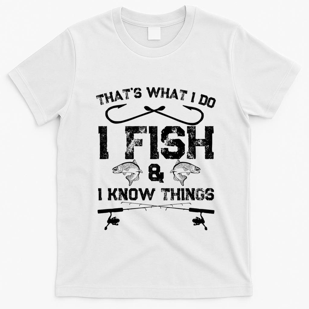 ThatS What I Do I Fish And I Know Things Fishing Gift T-Shirt - White