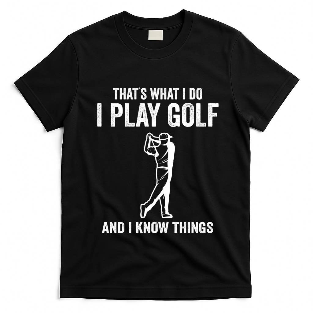 Thats What I Do I Play Golf And I Know Things Golfing Sport Gift T-Shirt - Black
