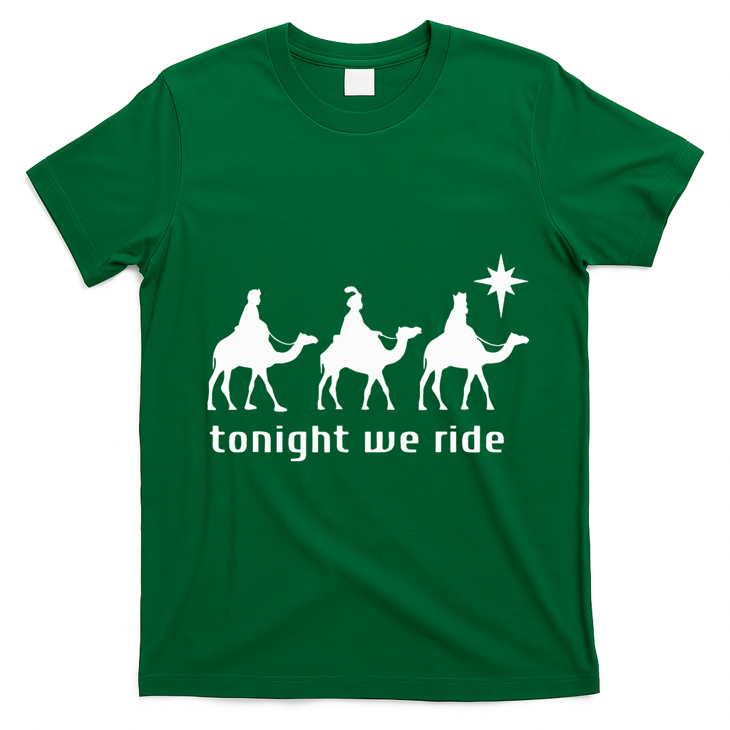 Tonight We Ride Retro Three Wise Christmas Christian  T-Shirt - Irish Green