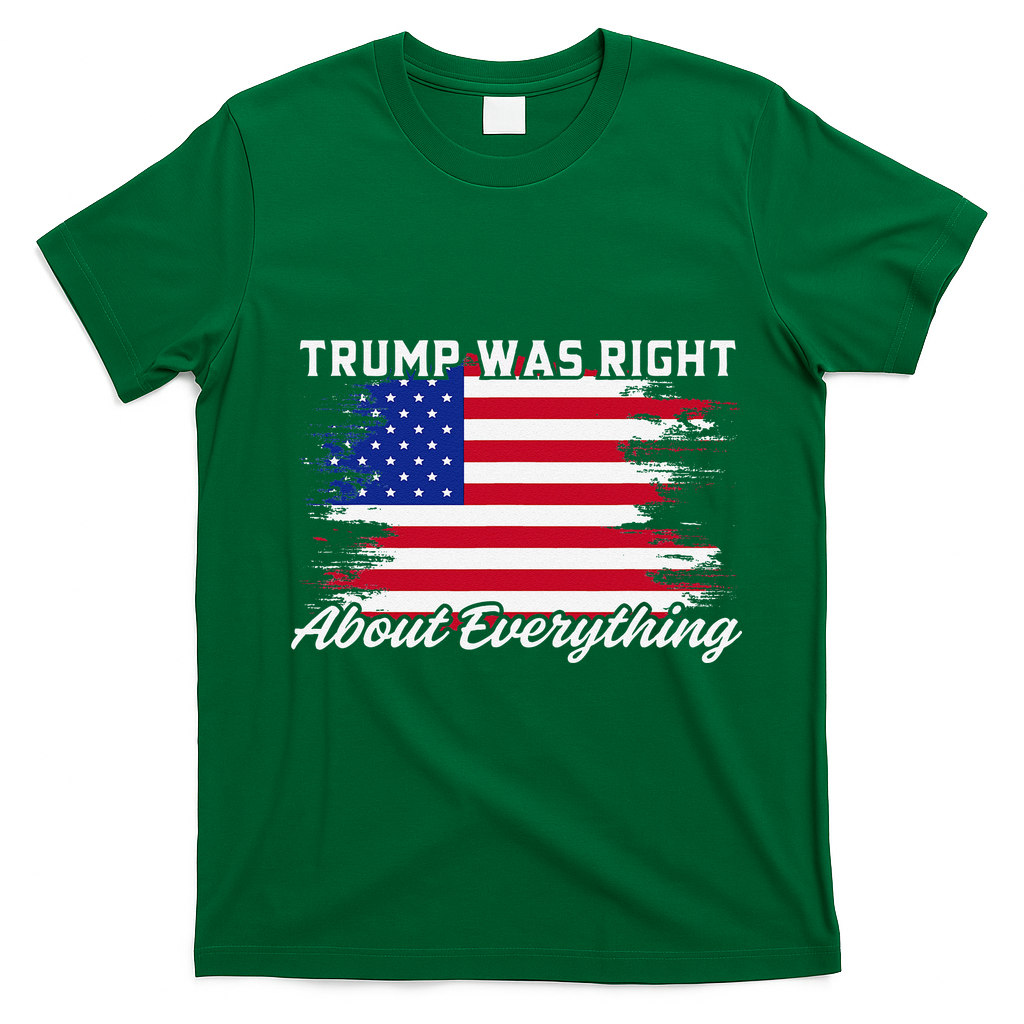 Trump Was Right About Everything President Flag Statement T-Shirt - Irish Green