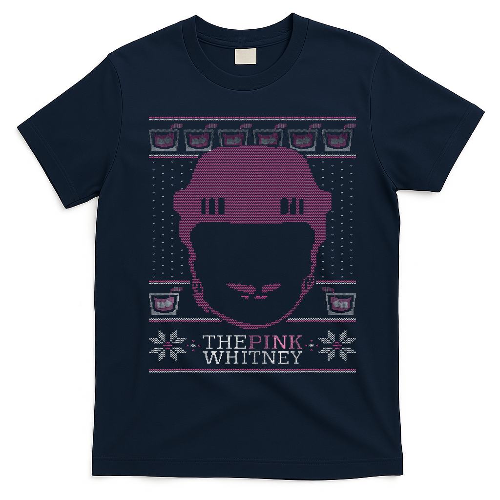 The Whitney Ugly Christmas Sweater Party Hockey T-Shirt - Navy Blue