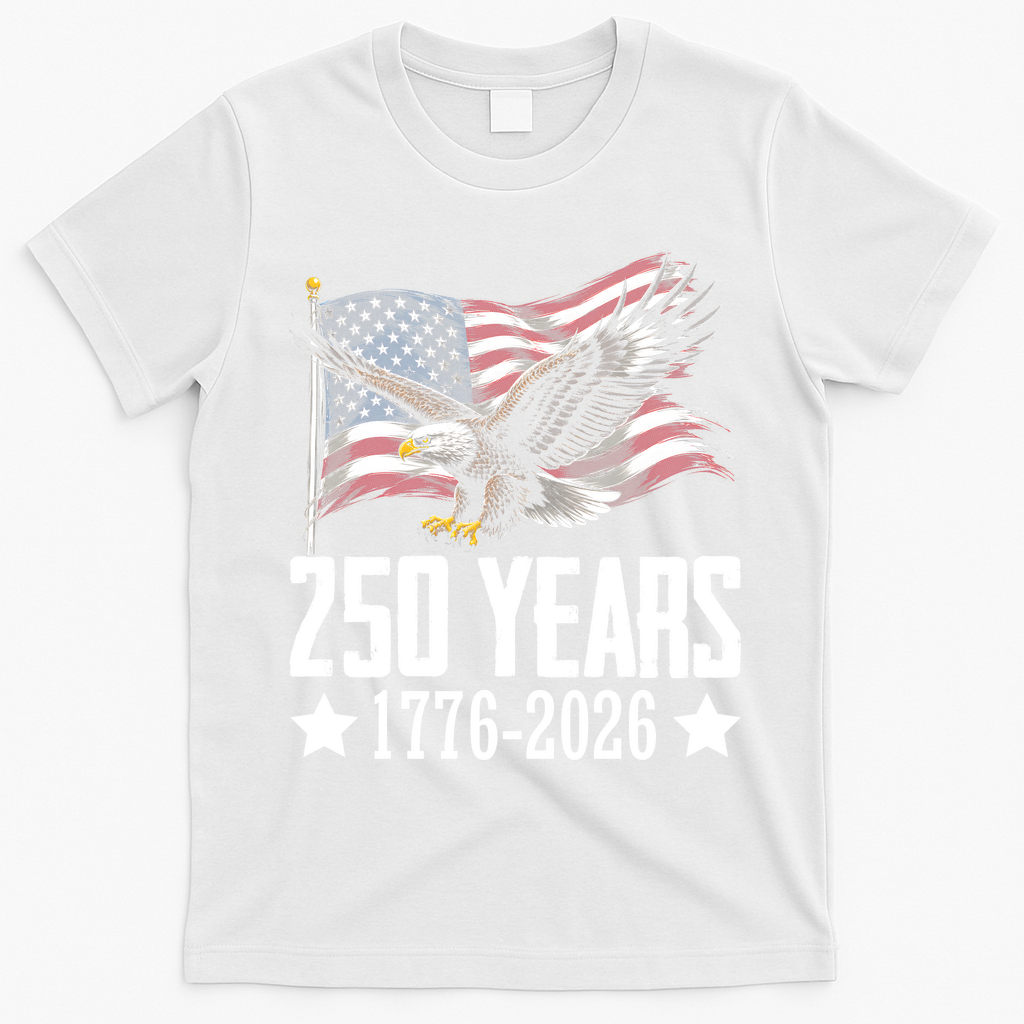 USA 250 Years Eagle 1776-2026 Flag T-Shirt - White