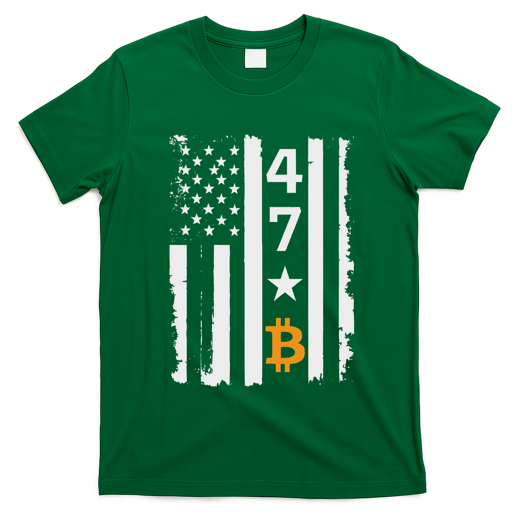 Usa 47th Flag Bitcoin Design – Trump Crypto Supporter T-Shirt - Irish Green