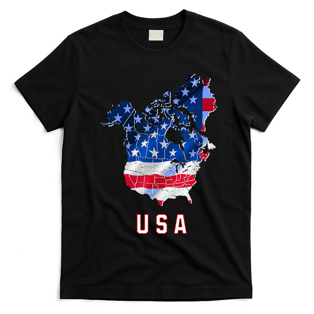 Usa And Canada Map Annex Canada 51st State Trump Greenland T-Shirt - Black