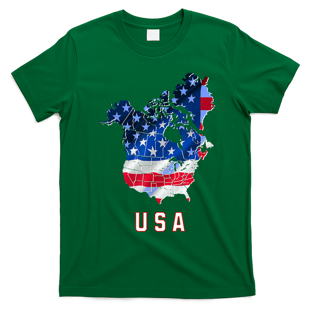 Usa And Canada Map Annex Canada 51st State Trump Greenland T-Shirt - Irish Green