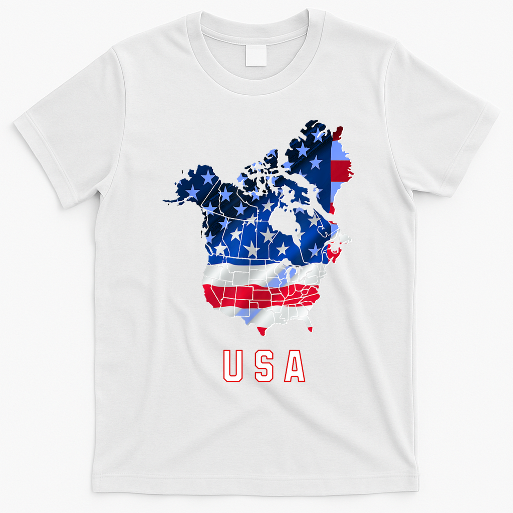 Usa And Canada Map Annex Canada 51st State Trump Greenland T-Shirt - White