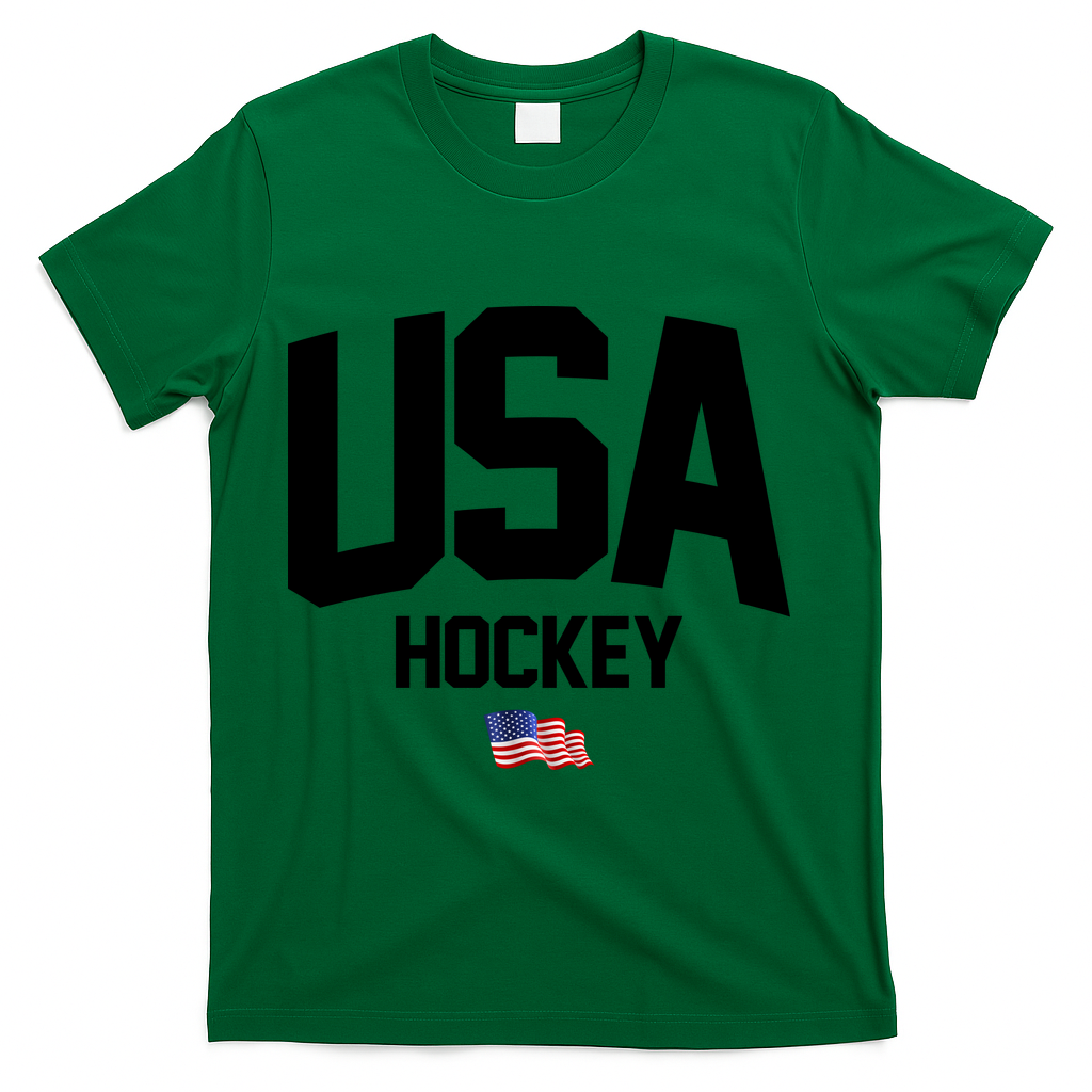 USA American Flag Hockey T-Shirt - Green
