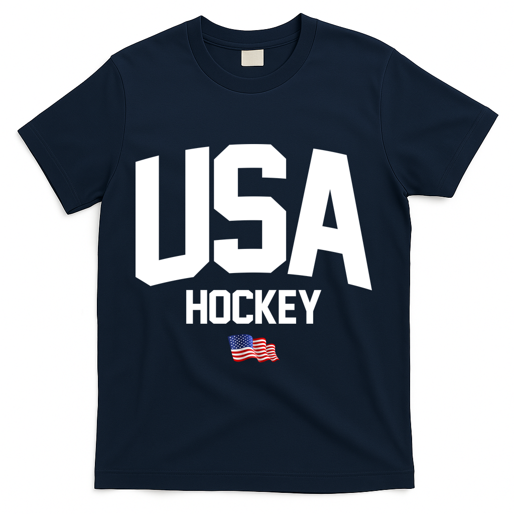 USA American Flag Hockey T-Shirt - Navy