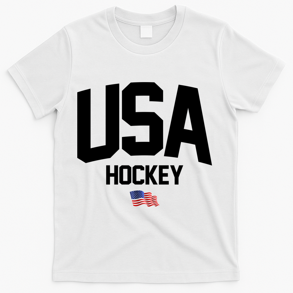 USA American Flag Hockey T-Shirt - White