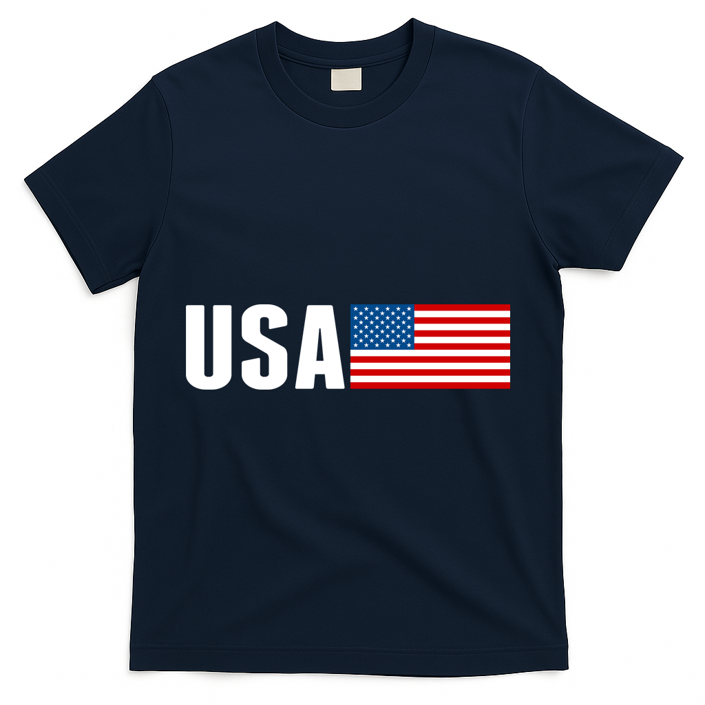 USA American Flag Logo T-Shirt - Navy