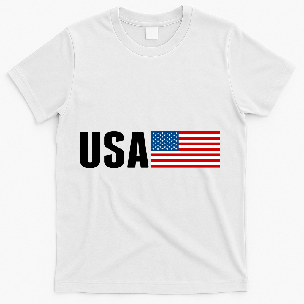 USA American Flag Logo T-Shirt - White