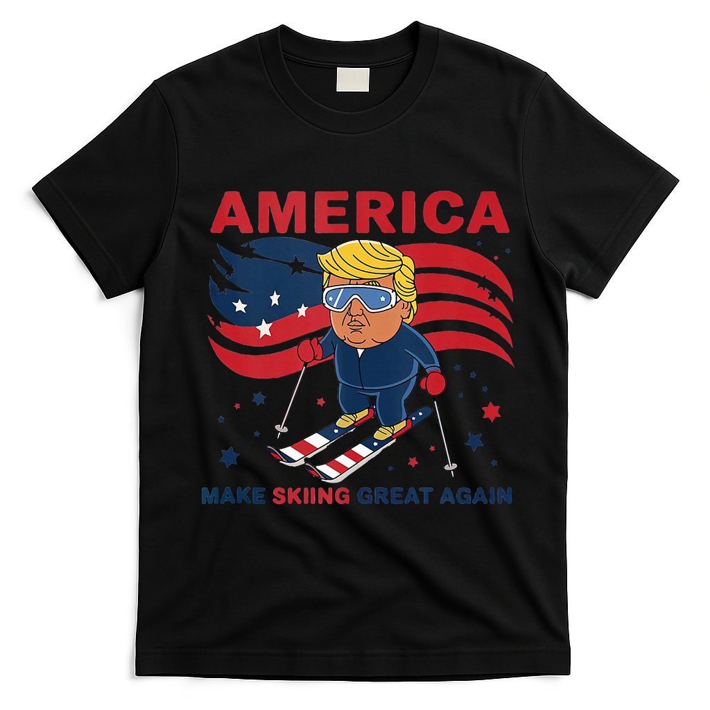 Usa Apres Ski Make Skiing Great Again Donald Trump T-Shirt - Black