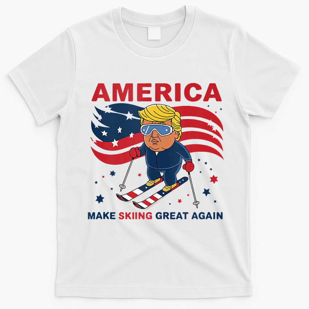 Usa Apres Ski Make Skiing Great Again Donald Trump T-Shirt - White