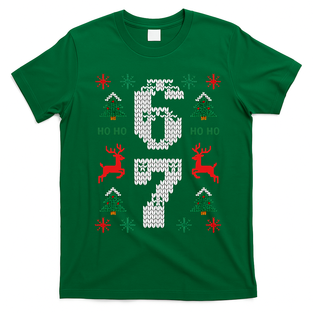 Ugly Christmas Sweater 67 Funny Xmas Meme T-Shirt - Irish Green