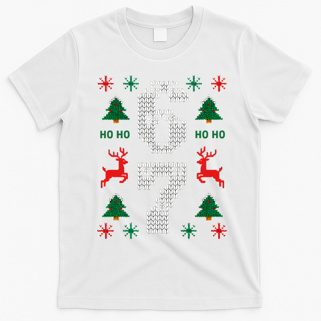 Ugly Christmas Sweater 67 Funny Xmas Meme T-Shirt - White