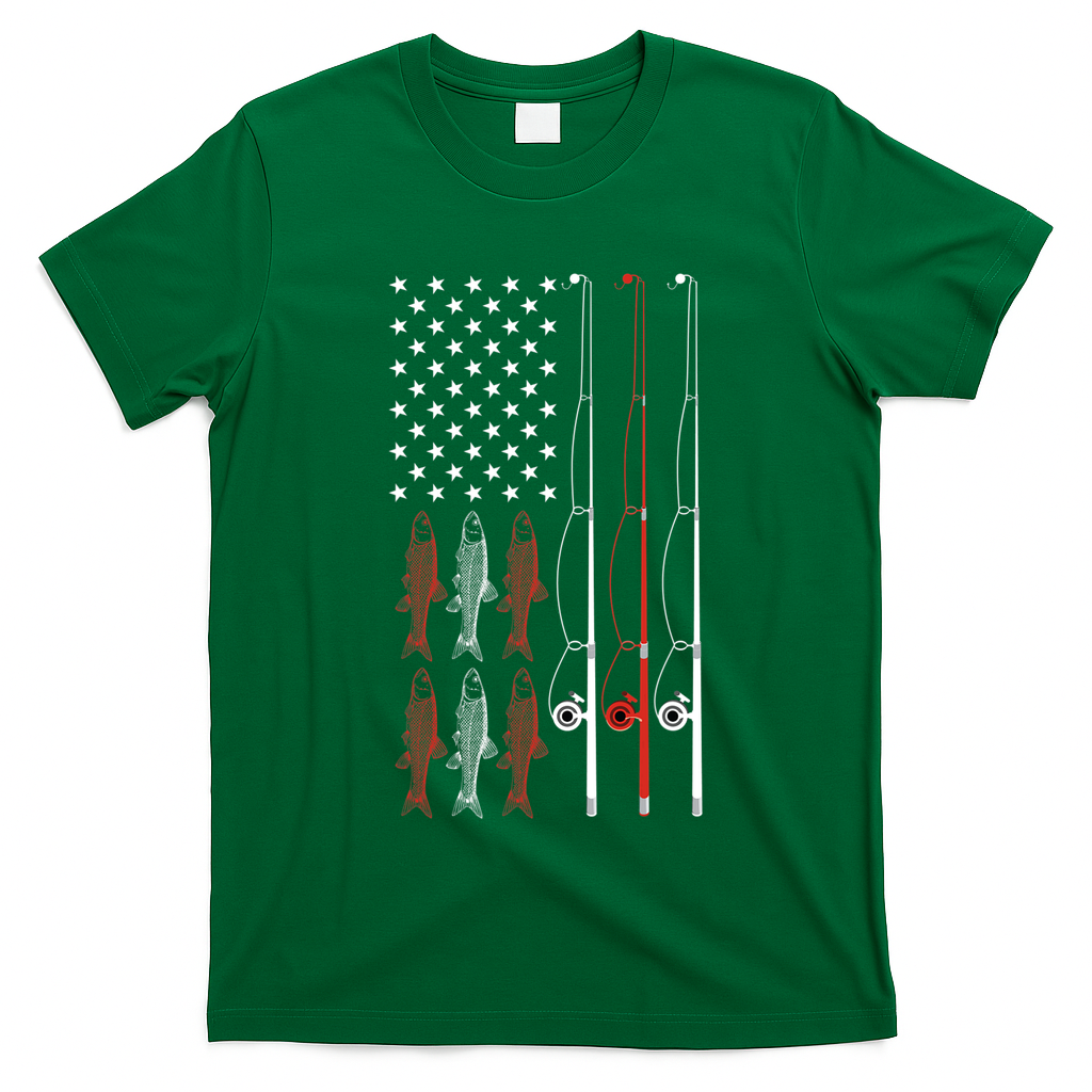 USA Flag Fishing Dad Grandpa Vintage Fishing Dad T-Shirt